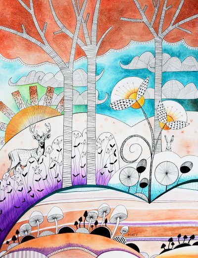 Moderner Wald von Marys Watercolors