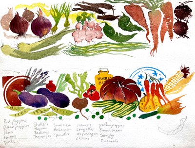 Ein Küchenhandtuch, Aquarell 40x60 2007 von Simon Fletcher