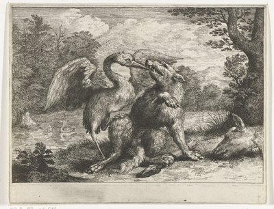Wolf und Kranich von Abraham Bloteling