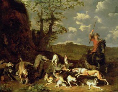 Eine Bärenjagd, 1655 von Abraham Danielsz. Hondius