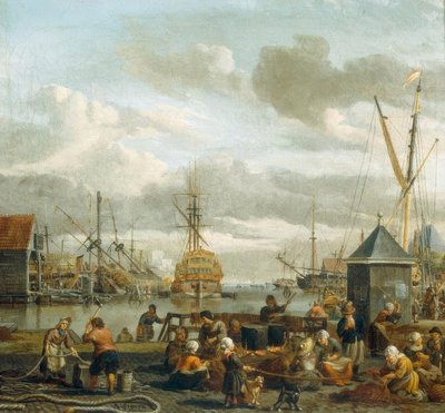 Ansicht des Hafens von Amsterdam von Abraham Storck