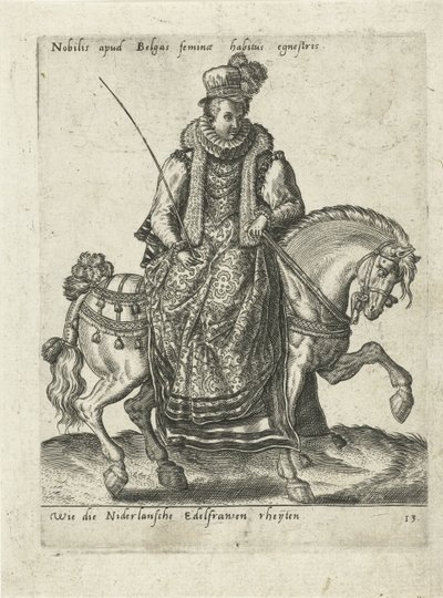 Niederländische Edelfrau zu Pferd von Abraham de Bruyn (attributed to)