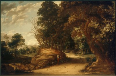 Bewaldete Landschaft mit rastenden Wanderern von Abraham van den Rande
