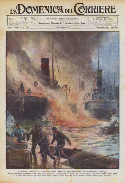 Flammen auf der Donau von Achille Beltrame