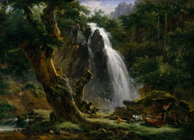 Wasserfall bei Mont-Dore von Achille Etna Michallon