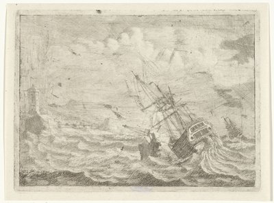 Meeresansicht mit Schiff in Not von Adam Silo