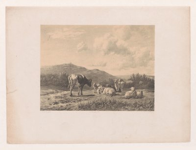Landschaft mit Vieh von Adolf Carel Nunnink