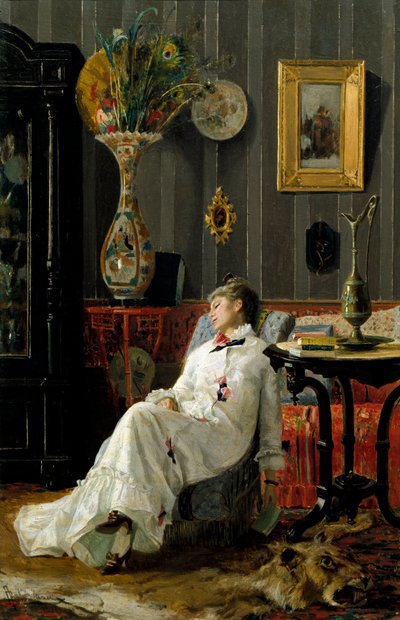 Das Nickerchen. Gemälde von Adolfo Belimbau (1845-1938) von Adolfo Belimbau