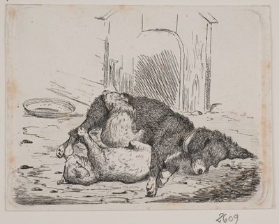 Hund mit Welpe von Johan Adolph Kittendorff