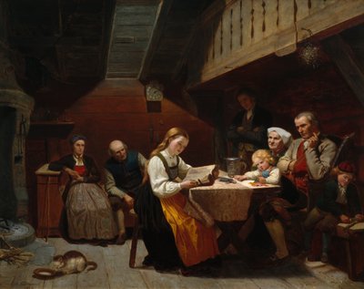 Ein lesendes Mädchen von Adolph Tidemand