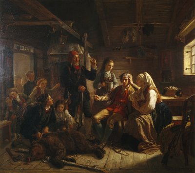 Der verwundete Bärenjäger von Adolph Tidemand