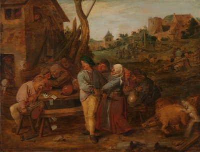Kartenspiel vor einer Landtaverne von Adriaen Brouwer