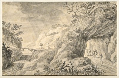 Felsige Landschaft mit Straße von Adriaen I van Nieulandt