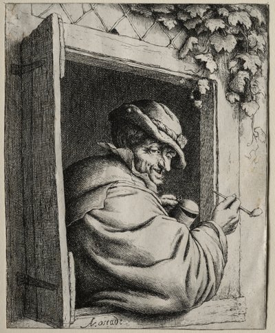 Der Raucher am Fenster von Adriaen Jansz. van Ostade