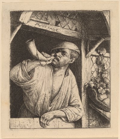 Bäcker bläst sein Horn von Adriaen van Ostade