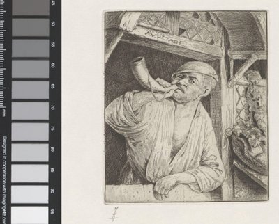 Bäcker bläst in ein Horn von Adriaen van Ostade