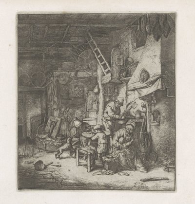Bauernfamilie in einem Interieur von Adriaen van Ostade