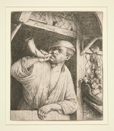 Der Bäcker bläst sein Horn von Adriaen van Ostade