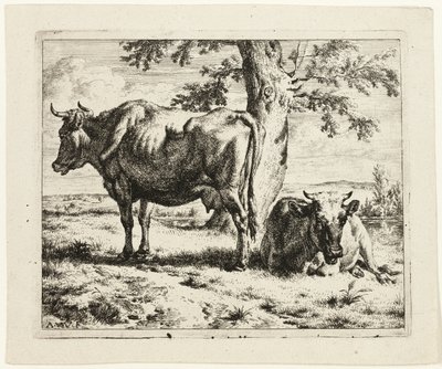 Zwei Kühe unter einem Baum von Adriaen van de Velde