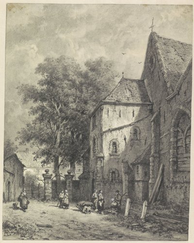 Ansicht bei einer Kirche von Adrianus Eversen