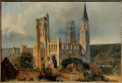 Ruinen der Abteikirche von Jumièges von Adrien Dauzats