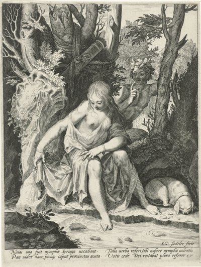 Pan beobachtet die Nymphe Syrinx von Egidius  Sadeler (II)