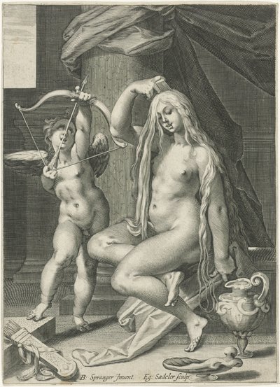 Venus kämmt ihr Haar von Egidius  Sadeler (II)