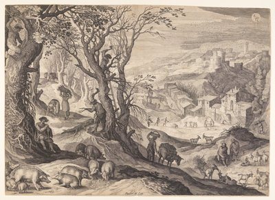 November/Dezember, aus Die zwölf Monate von Aegidius Sadeler II