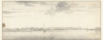 Weitläufige Flusslandschaft mit Schiffen auf ruhigem Wasser von Aelbert Cuyp