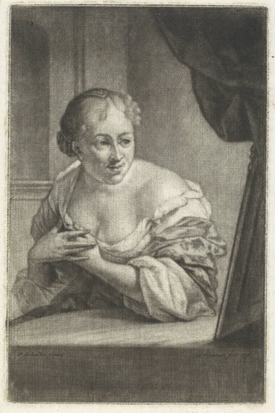 Frau vor einem Spiegel von Aert Schouman