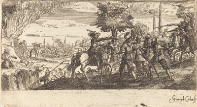 Landschaft mit Kampfszene von After Jacques Callot