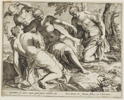 Merkur und die Grazien von Agostino Carracci