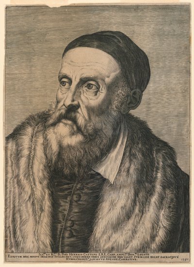 Porträt von Tizian von Agostino Carracci