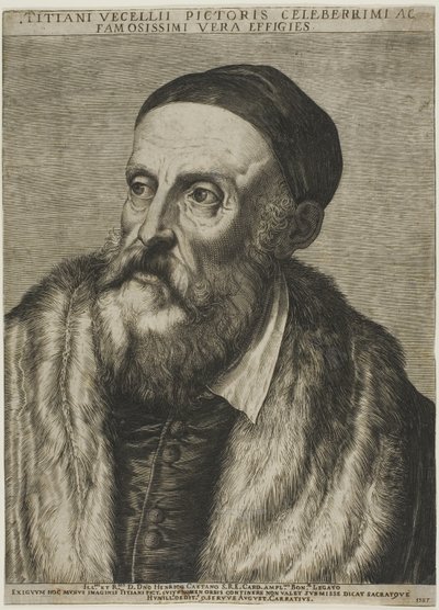 Porträt von Tizian von Agostino Carracci