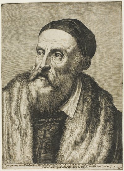 Porträt von Tizian von Agostino Carracci