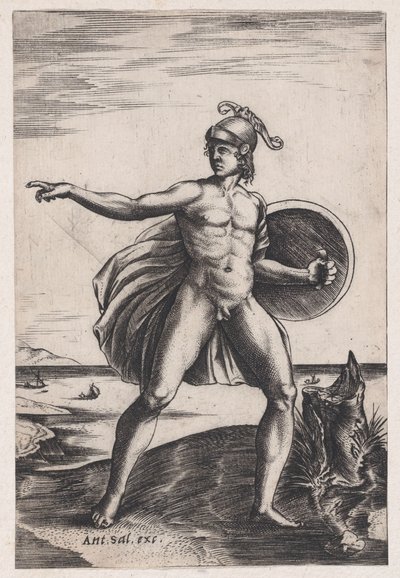 Ein Krieger, ca. 1514-36 von Agostino Veneziano