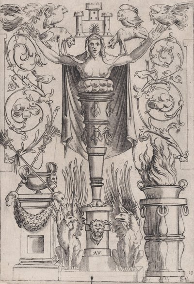 Ornamenttafel, ca. 1514-36 von Agostino Veneziano