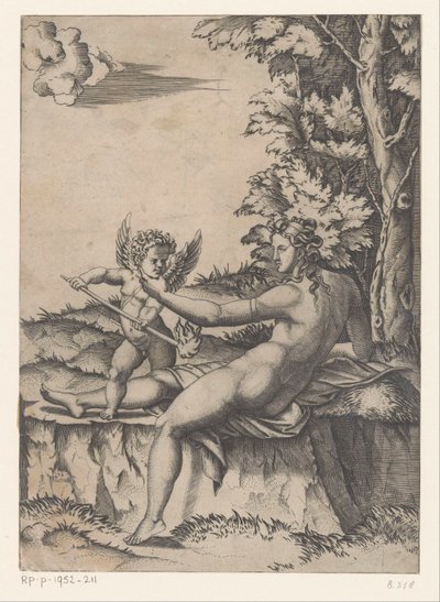Venus und Amor von Agostino Veneziano