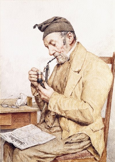 Großvater mit Pfeife, 1903 von Albert Anker