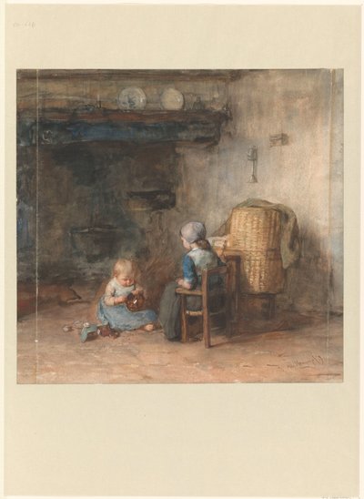 Zwei Kinder in einem Bauerninterieur von Albert  Neuhuys