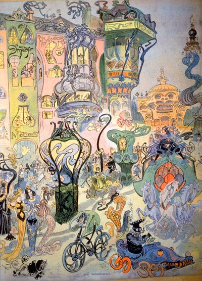 Eine Straße im modernen Stil von Albert Robida