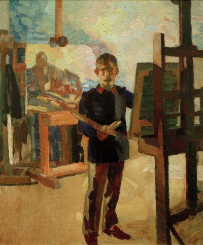 Selbstbildnis in der blauen Litewka von Albert Weisgerber