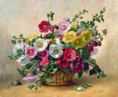 Stockrosen in einem Korb von Albert Williams