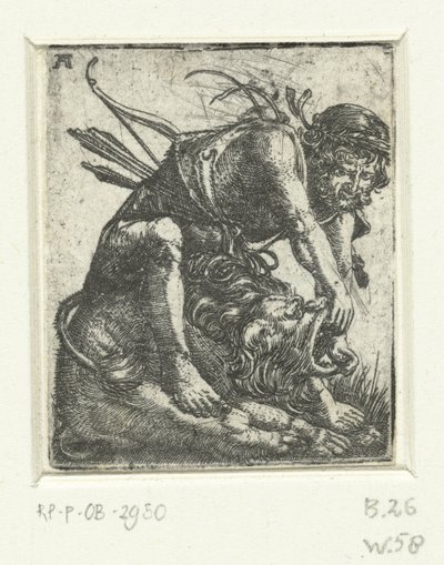 Herkules tötet den nemeischen Löwen von Albrecht Altdorfer