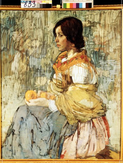 Eine italienische Frau mit Orangen von Aleksey Kravchenko
