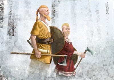 Wikinger im Nebelwald von Alessandro Lonati