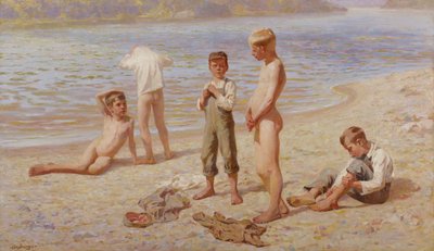 Jungen beim Baden von Alexander Grinager