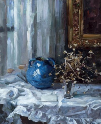 Stillleben mit blauer Vase, Gemälde von A. Koester von Alexander Köster