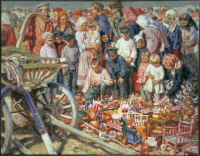 Spielzeugverkäuferin auf dem Jahrmarkt von Alexander Viktorowitsch Morawow