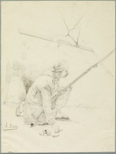 Verwundeter Soldat lädt sein Gewehr von Alexandre Bloch